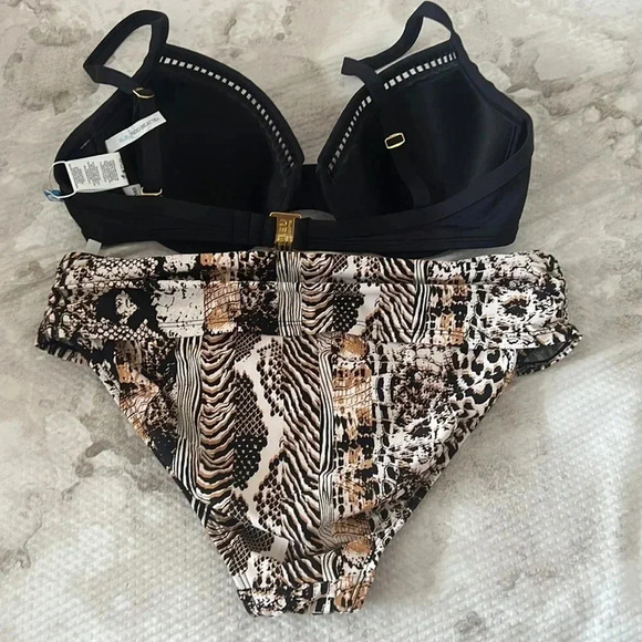 Bleu Rod Beattie Underwired Bikini Top Size 36D and Hipster Sarong Bottom Sz 10 - Picture 8 of 9